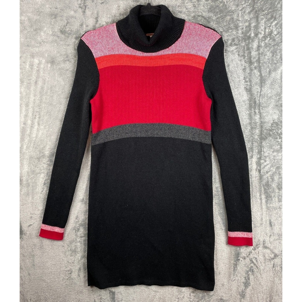 Free People Sweater Dress Size XS Turtleneck Colorblock Academia Cozy Pullover